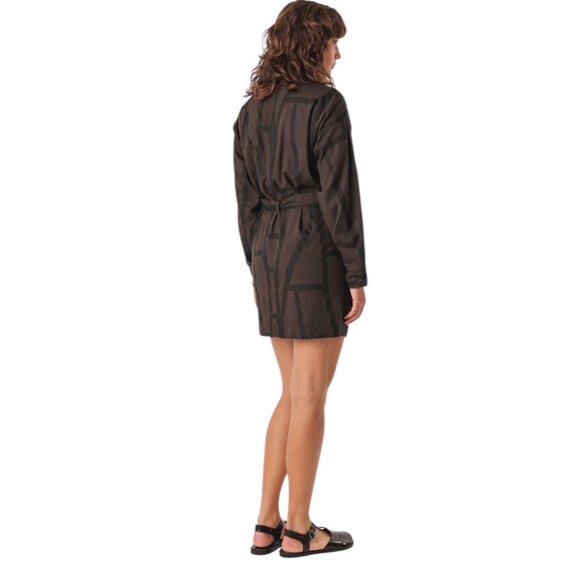 NWT SKFK Izua Black Brown Button Front Belted Mini Dress Size 6 Reg. $119 - Picture 3 of 12